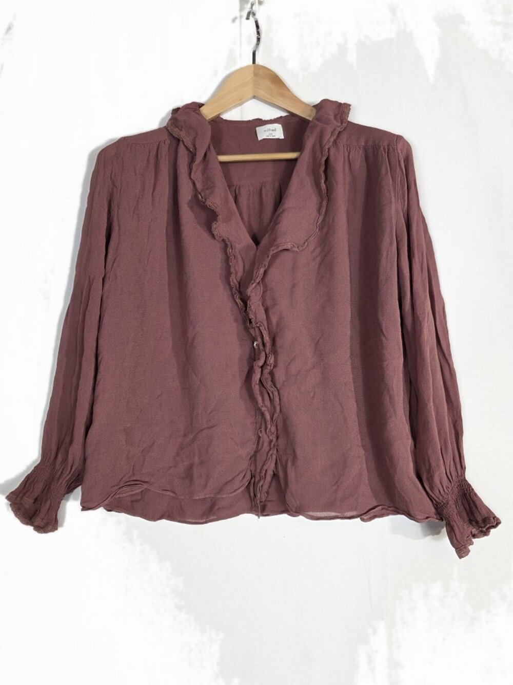 Wilfred Black Ruffle V-Neck Blouse Size 2XS